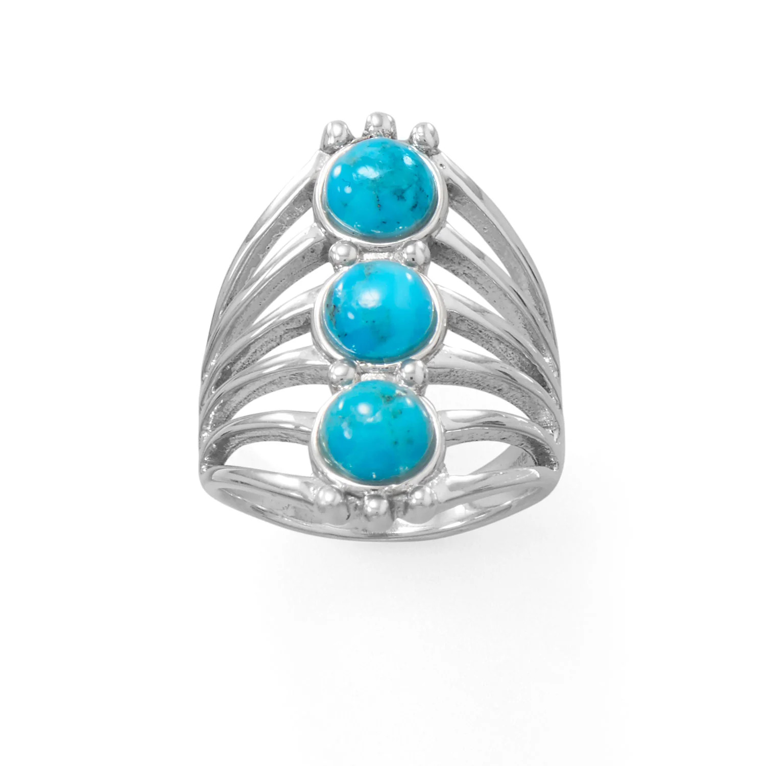 Six-line turquoise ring
